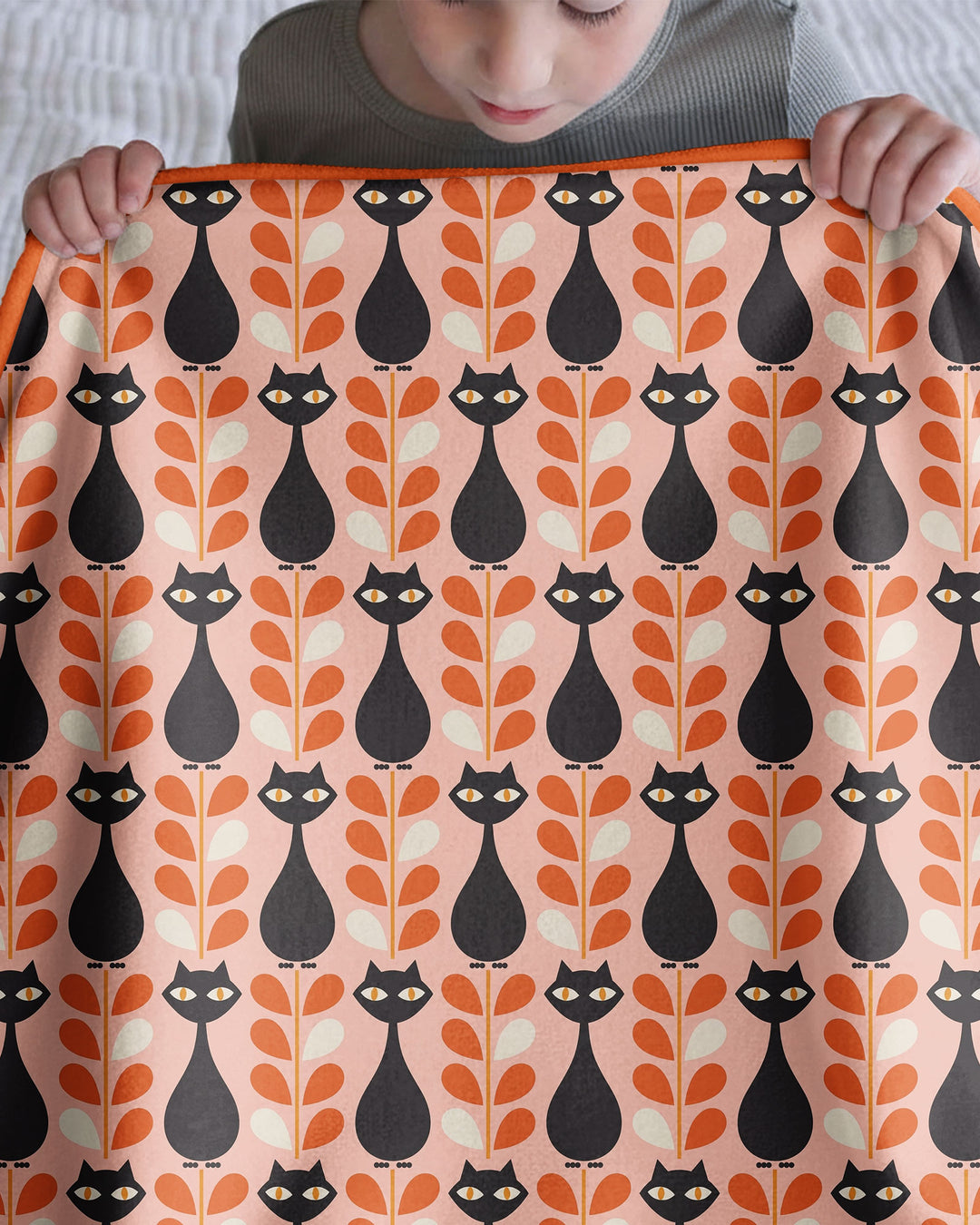 Retro Black Cat Garden Bamboo Blanket