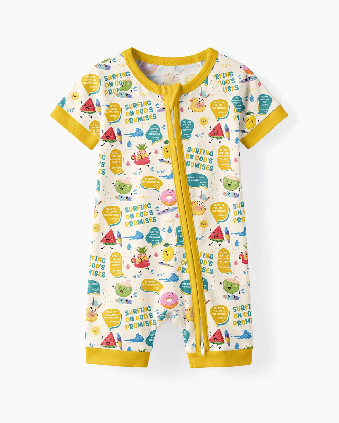 Summer Fruits Surfing On God's Promises Bamboo Shorty Zippy