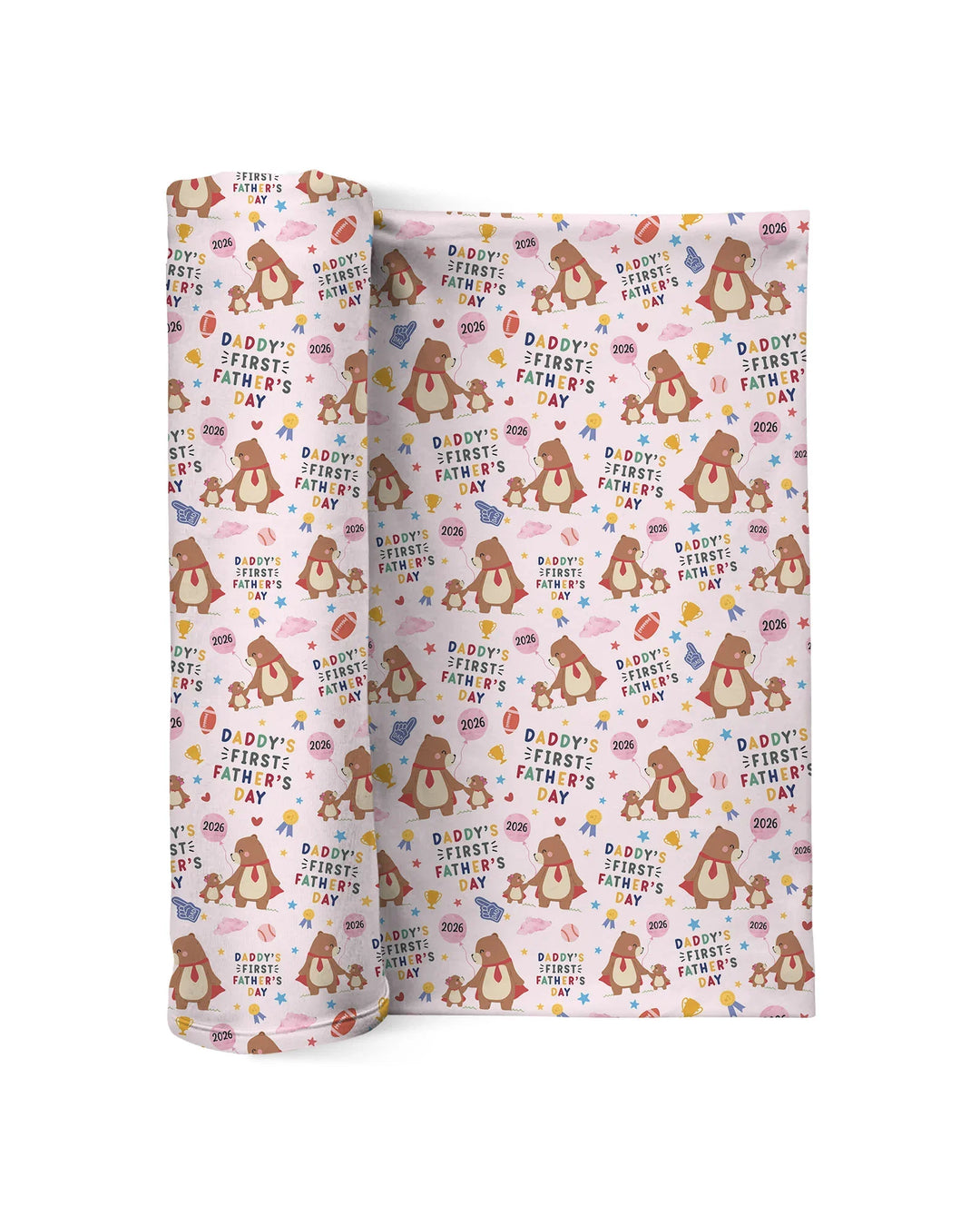 First Father's Day Daddy Bear Family Matching swaddle blanket