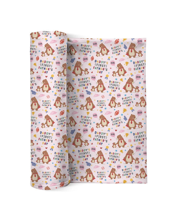First Father's Day Daddy Bear Family Matching swaddle blanket