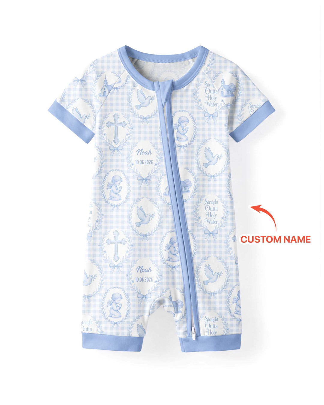 Custom Name Baptism Straight Outta Holy Water Bamboo Shorty Zippy