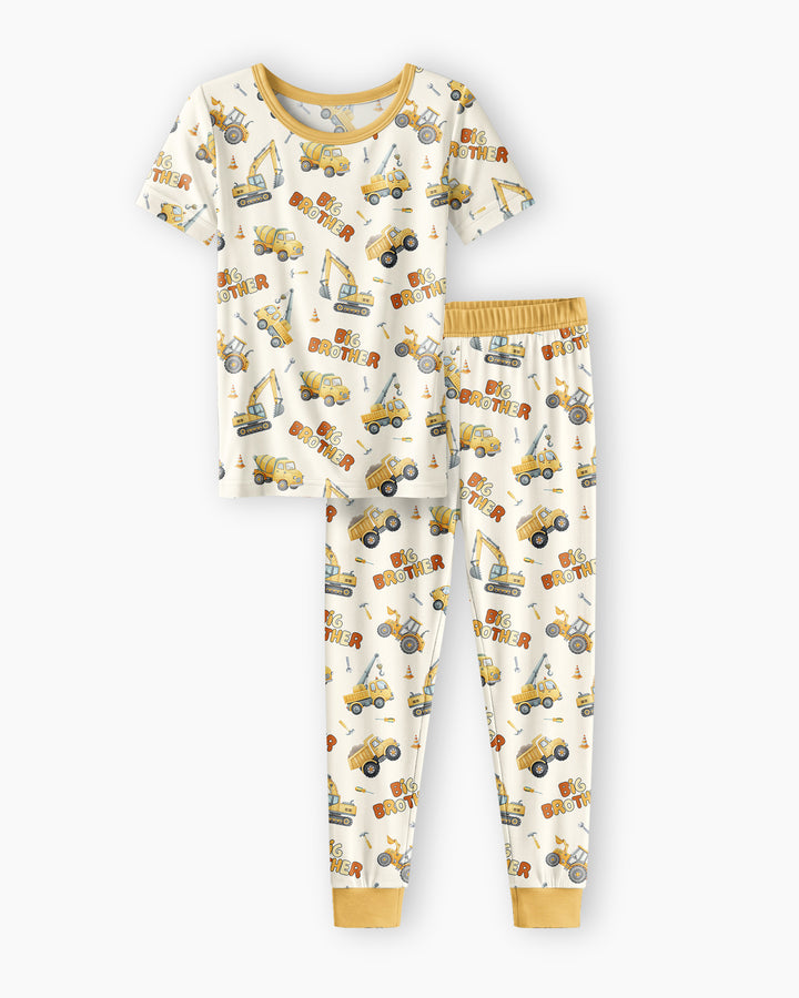 Custom Construction Matching Sibling Bamboo Two Piece Short Sleeve Pajama Set