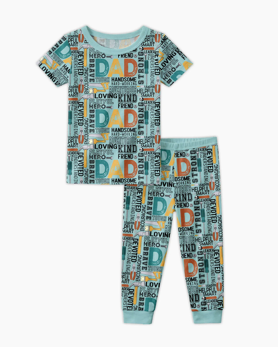 Dad Word Collage Bamboo Two Piece Short Sleeve Pajama Set