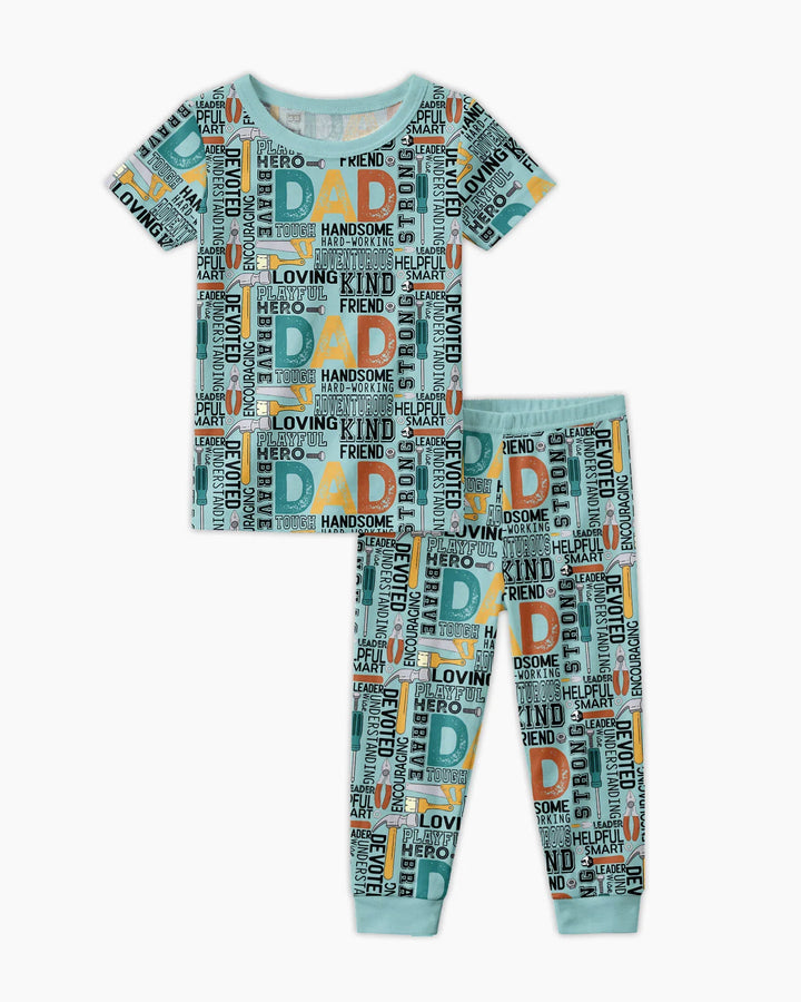 Dad Word Collage Bamboo Two Piece Short Sleeve Pajama Set