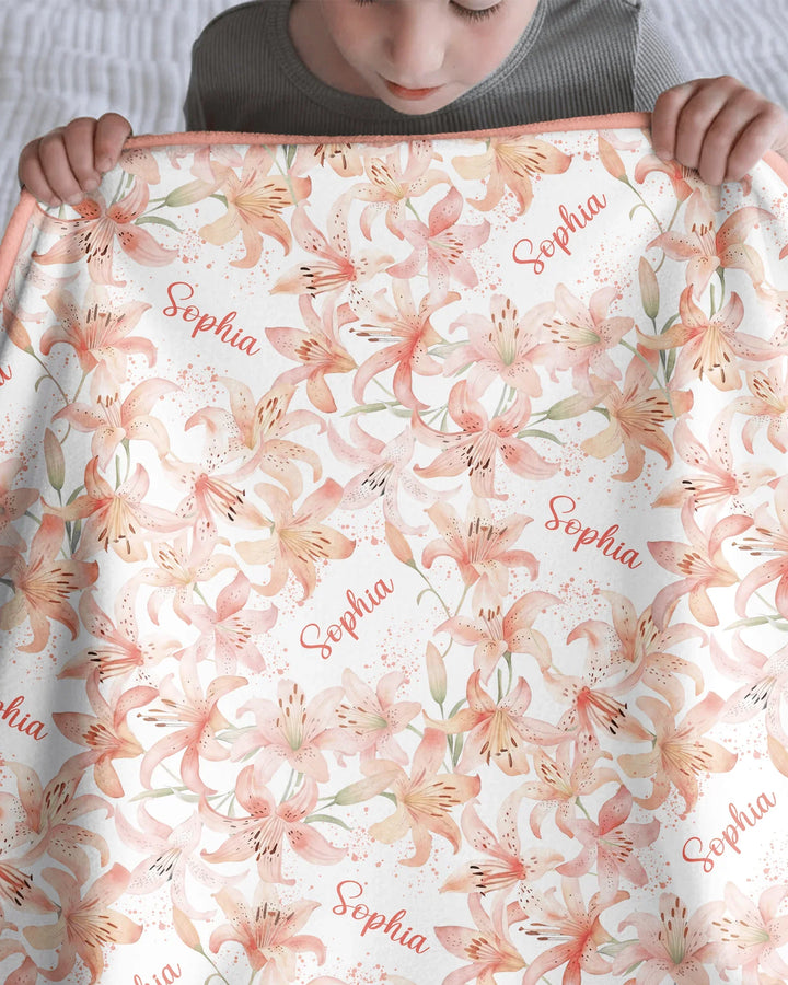 Custom Name Birth Month Flowers Bamboo Blanket