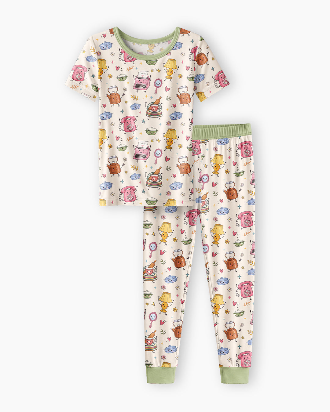 Conjunto de pijama de dos piezas de manga corta de bambú