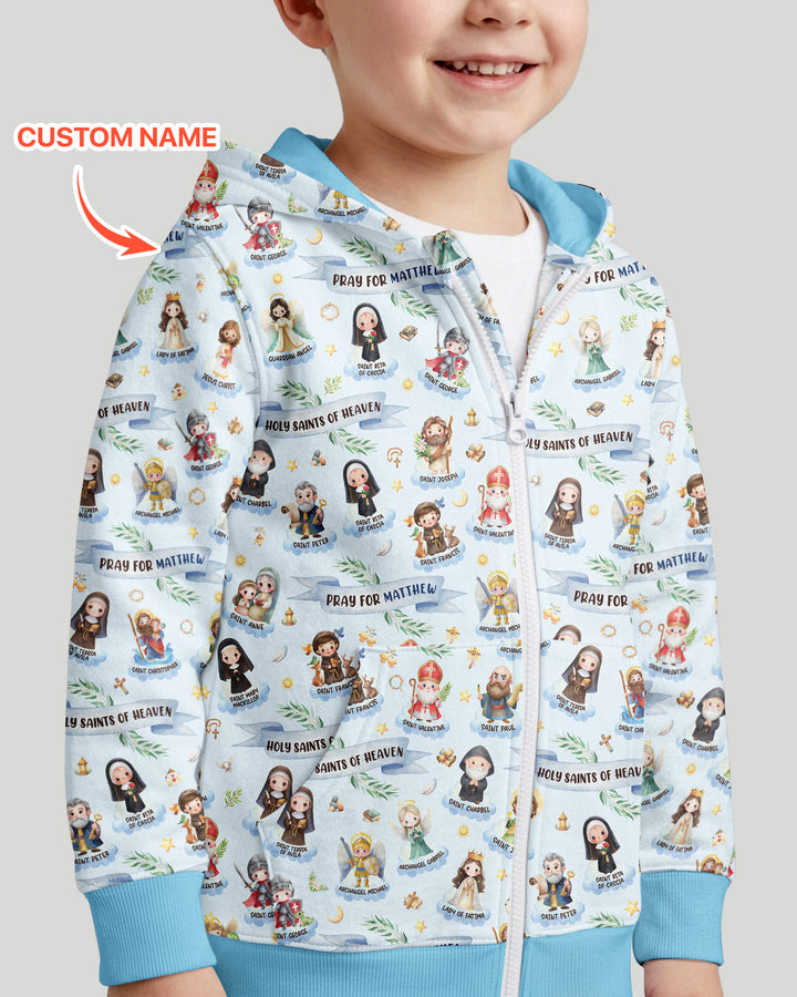 Holy Saints of Heaven Custom Name Bamboo Zip Hoodie