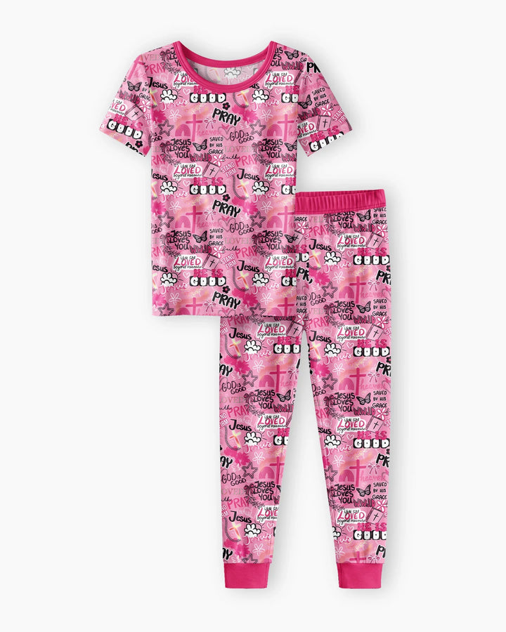 Conjunto de pijama de dos piezas de manga corta de bambú