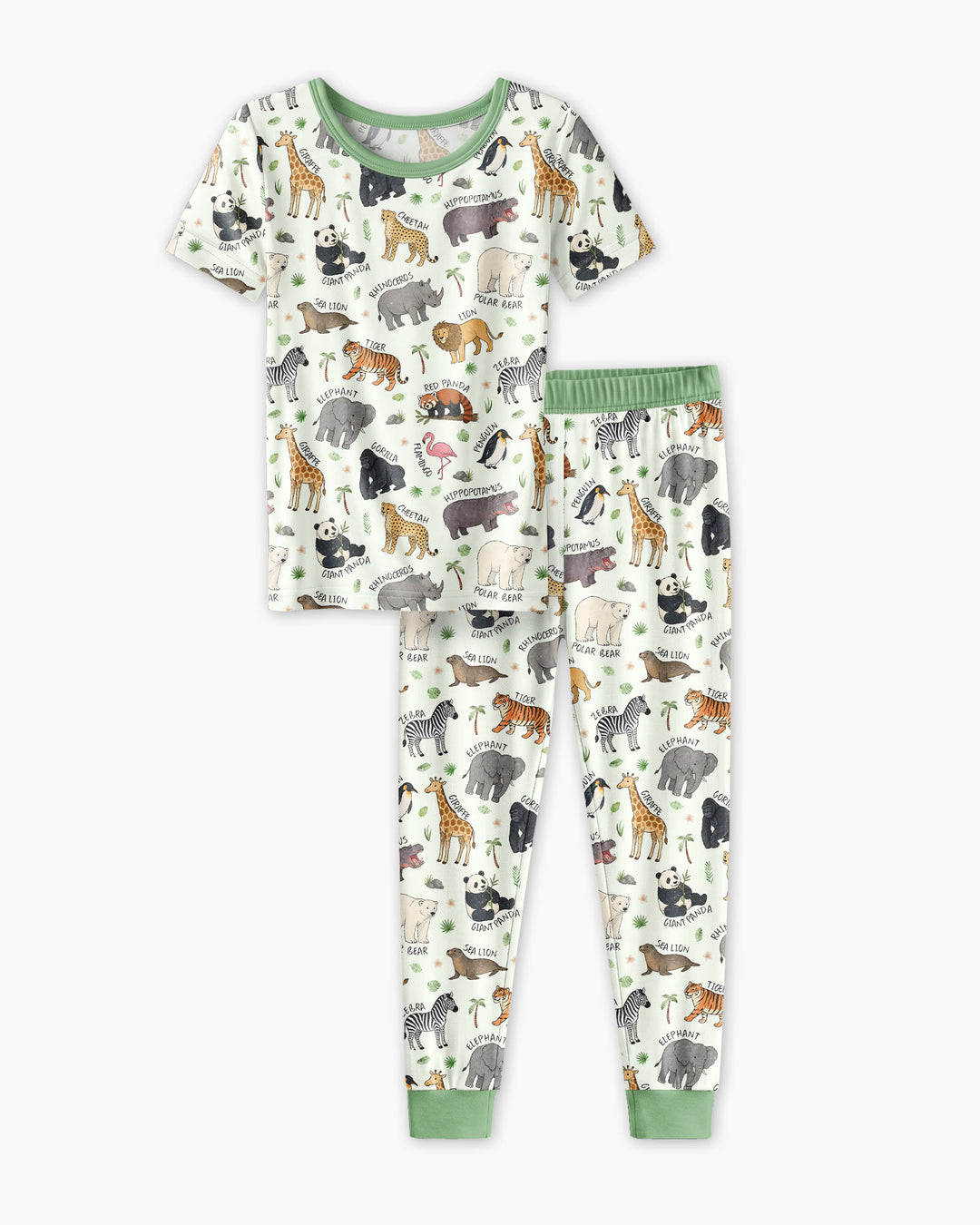 Safari Animals Bamboo Two Piece Short Sleeve Pajama Set