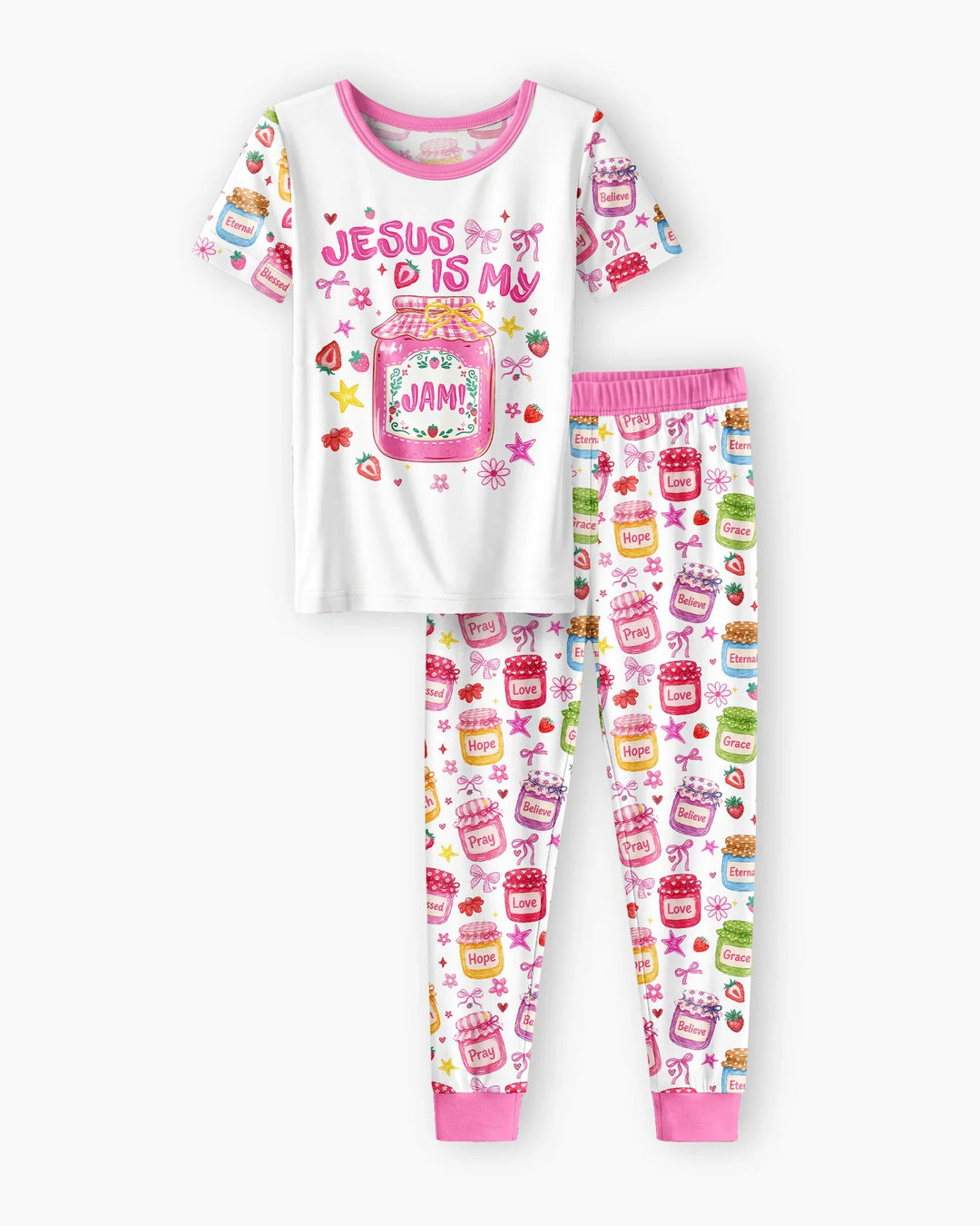 Preppy Summer Jesus Is My Jam Bamboo Two Piece Short Sleeve Pajama Set