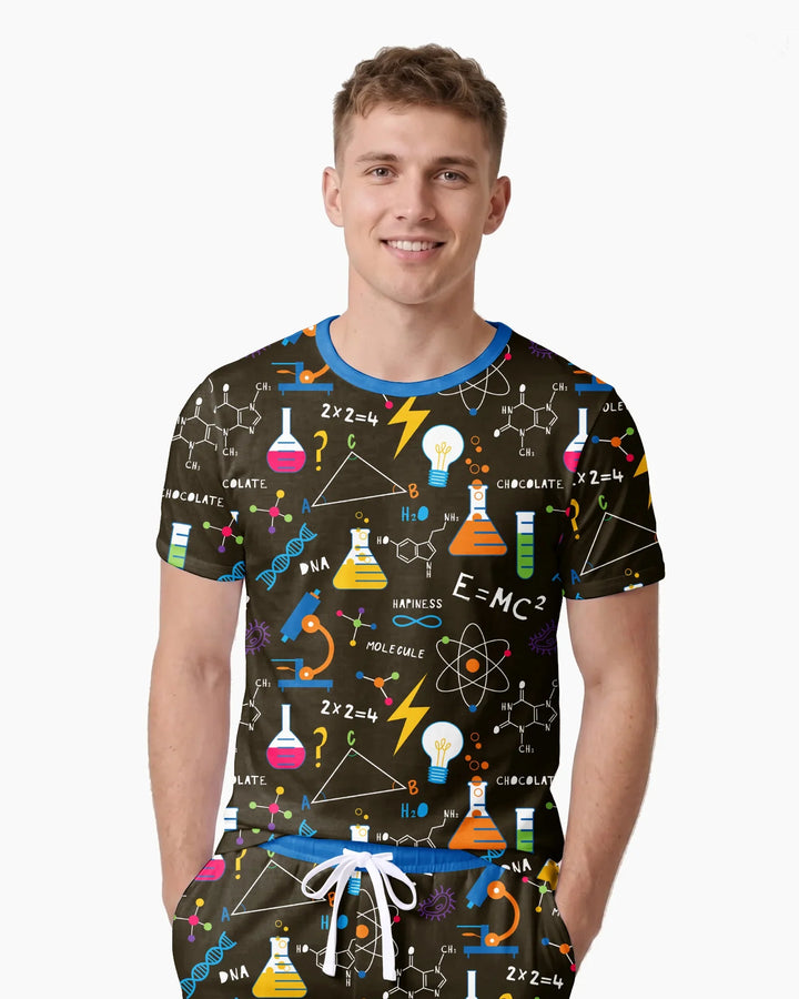Science Explorer Family Matching Bamboo Men Short Sleeve Short Pajama Set