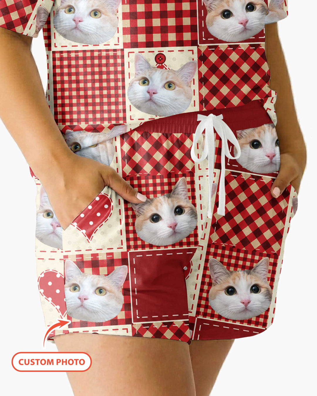 Christmas Ugly Pet Bamboo Women Short Sleeve Short Pajama Set
