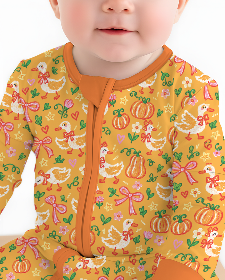Cute Duck Pumpkin Fall Bamboo Convertible Zippy