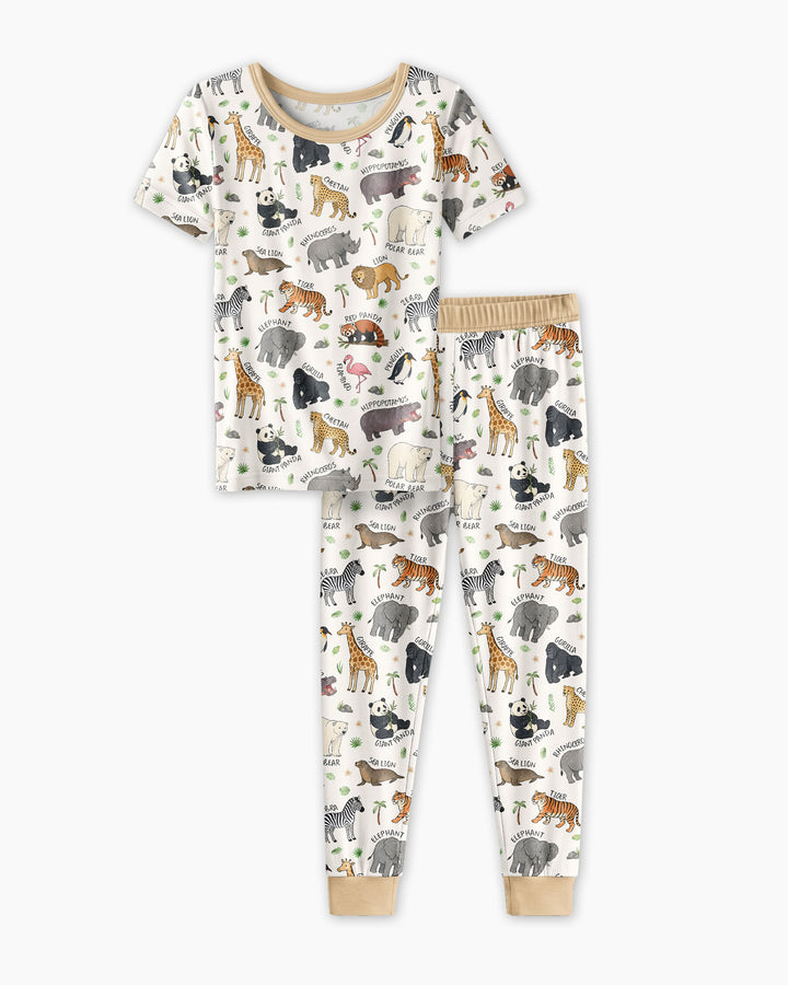 Safari Animals Bamboo Two Piece Short Sleeve Pajama Set