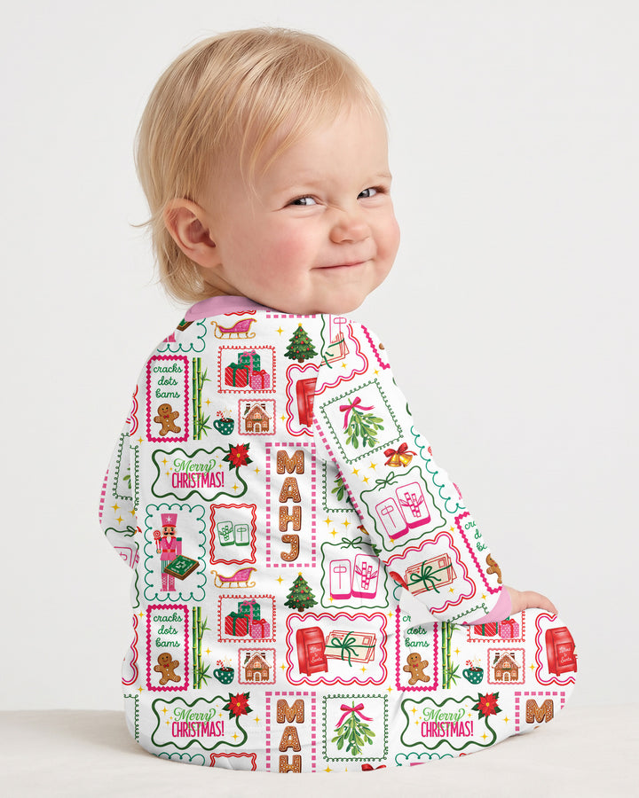 Preppy Christmas Mahjong Bamboo Two Piece Long Sleeve Pajama Set