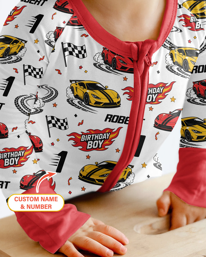Personalized Racing Car Birthday Boy Bamboo Convertible Zippy