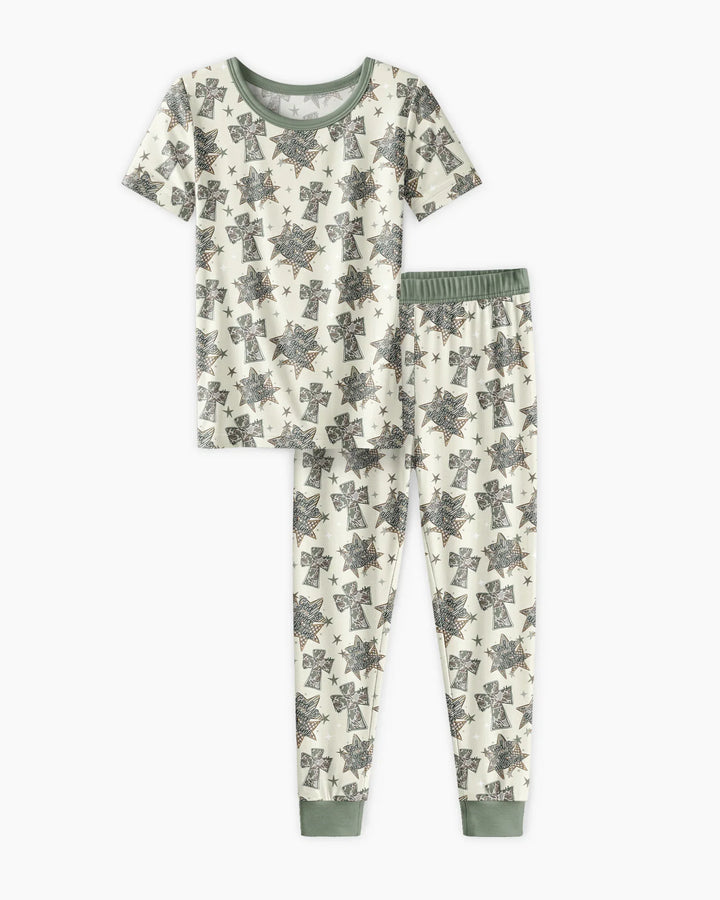 Conjunto de pijama de dos piezas de manga corta de bambú