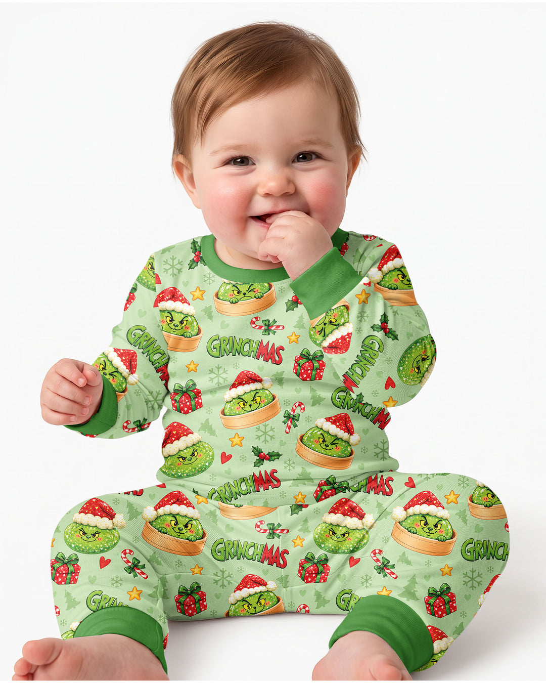 Grinchmas Dumpling Bamboo Two Piece Long Sleeve Pajama Set
