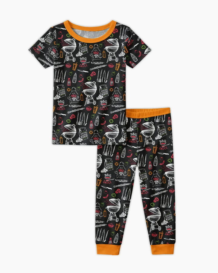 Backyard BBQ Party Family Matching Bamboo Two Piece Short Sleeve Pajama Set