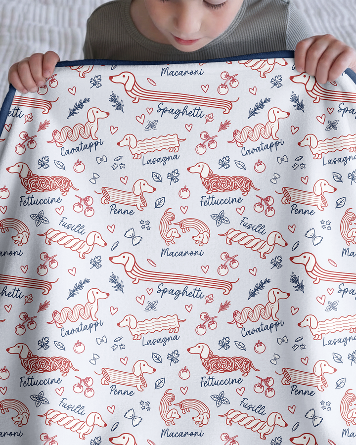 Funny Dachshund Pasta Pups Bamboo Blanket