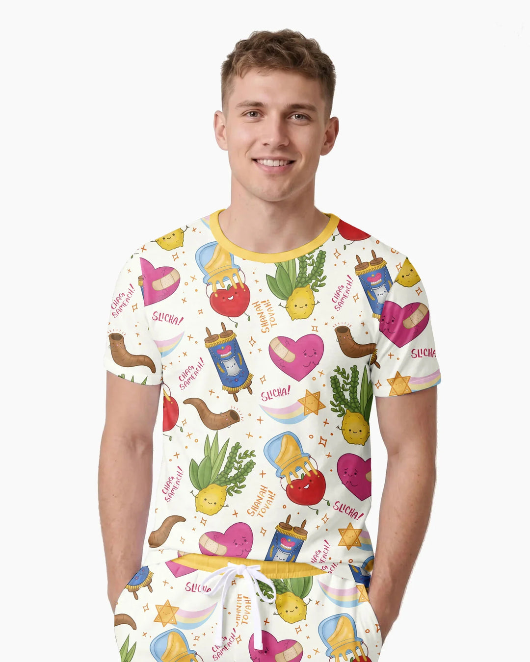 Jewish High Holidays Bamboo Men Short Sleeve Short Pajama Set