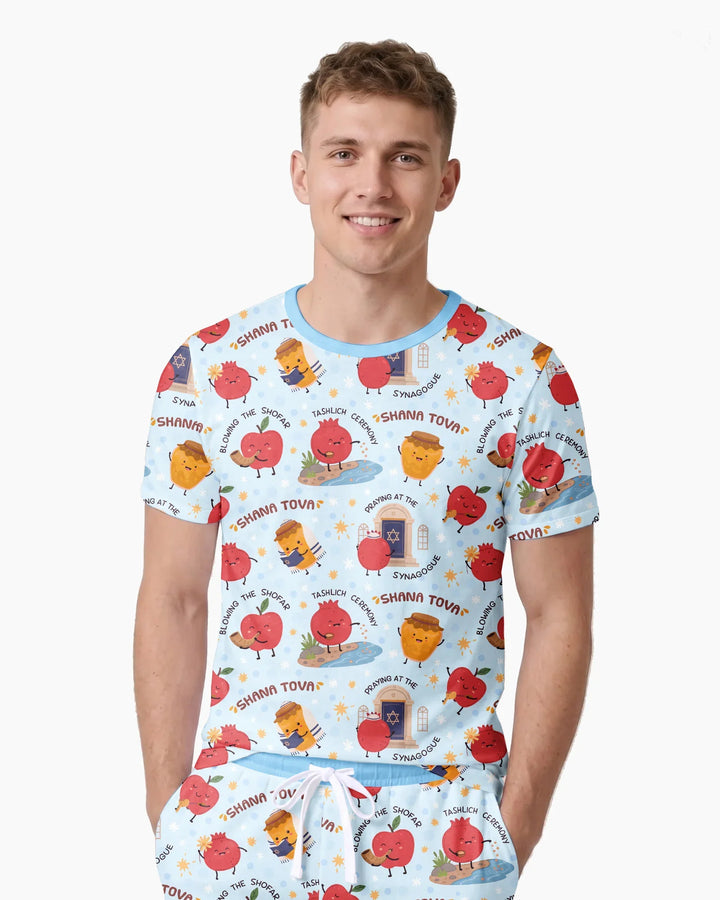 Sweet Sacred Moments Family Matching Bamboo Men Short Sleeve Short Pajama Set