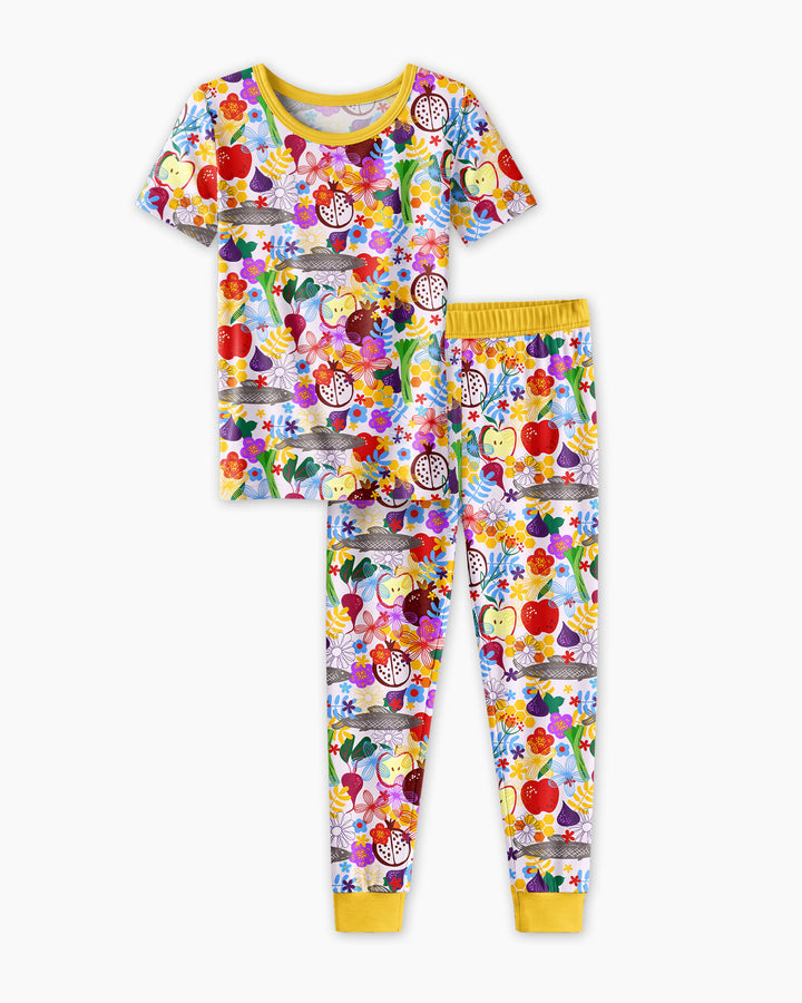 Happy Rosh Hashanah Bamboo Two Piece Short Sleeve Pajama Set