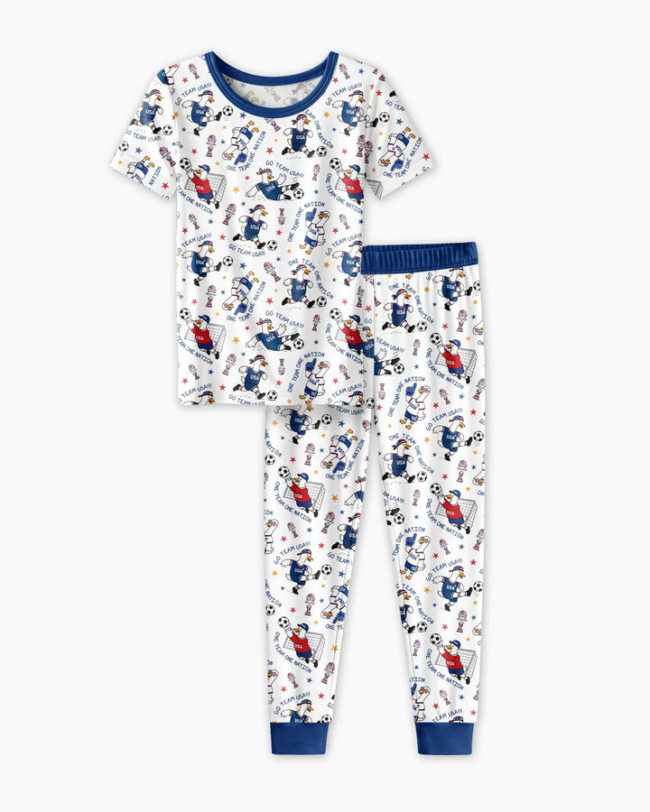 USA Soccer Goose Family Matching Bamboo Two Piece Short Sleeve Pajama Set