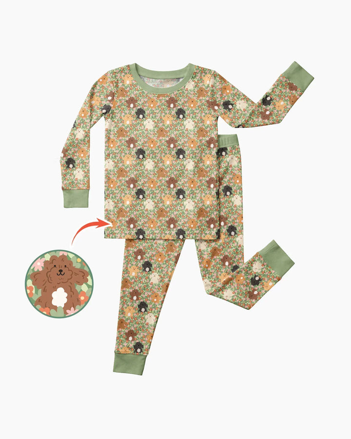 Puppy Garden Family MatchingBamboo Two Piece Long Sleeve Pajama Set