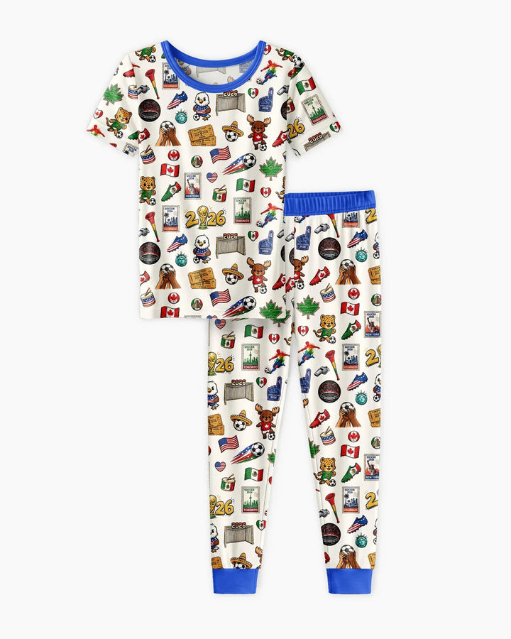 Soccer Cup 2026 Family Matching Bamboo Two Piece Short Sleeve Pajama Set