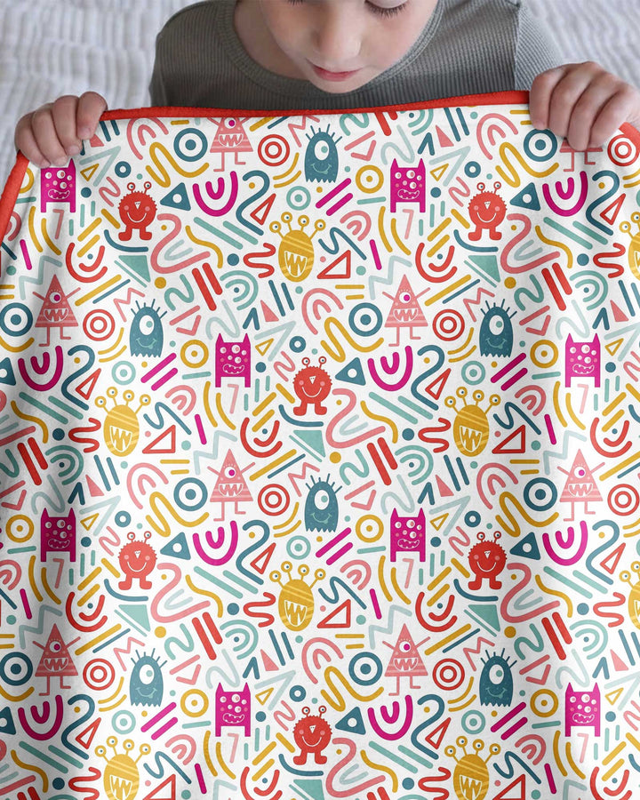 Rainbow Monster Party Bamboo Blanket