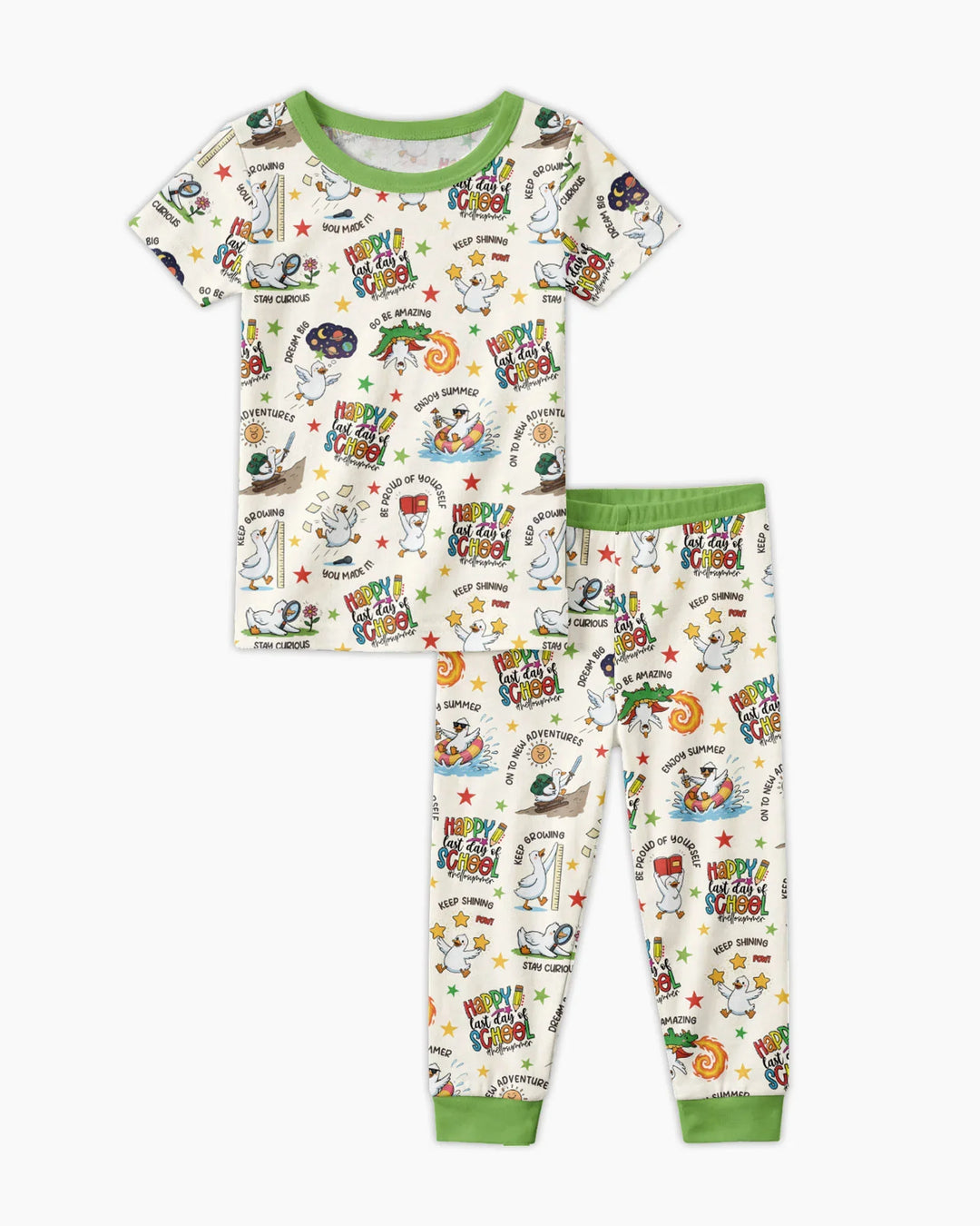 Silly Goose Happy Last Day of School Bamboo Two Piece Short Sleeve Pajama Set