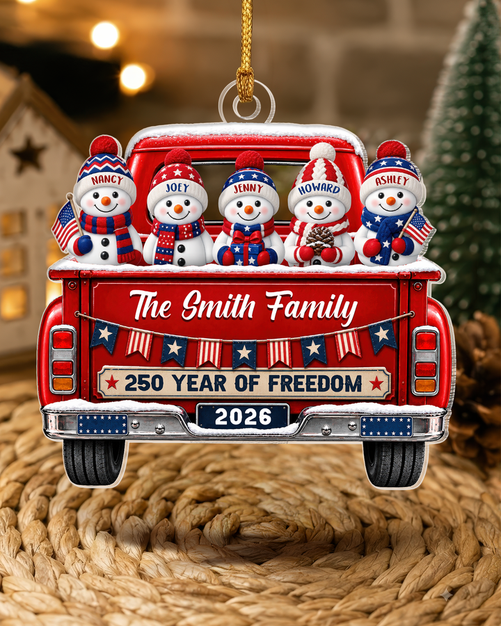 Patriotic Family 250th Anniversary USA- Personalized Acrylic Ornament
