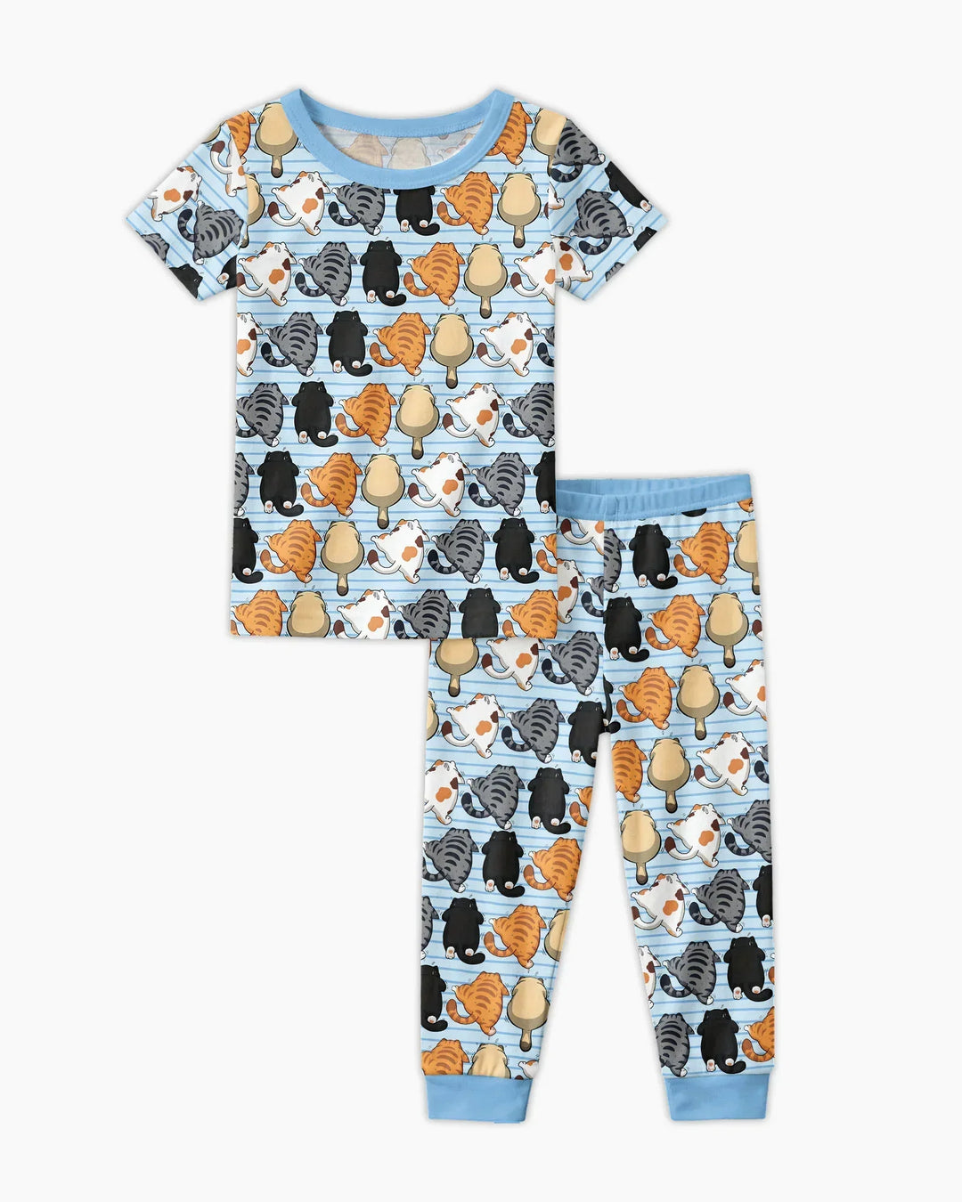 Funny Cat Butts Club Family Matching Bamboo Two Piece Short Sleeve Pajama Set