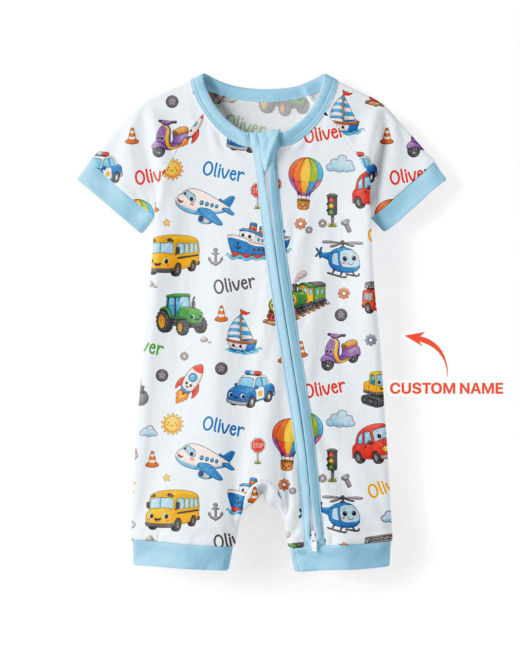 Plantilla PERSONALIZADA de Bambú Pijama Corto con Cremallera