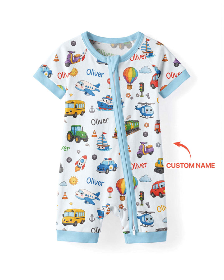 Plantilla PERSONALIZADA de Bambú Pijama Corto con Cremallera