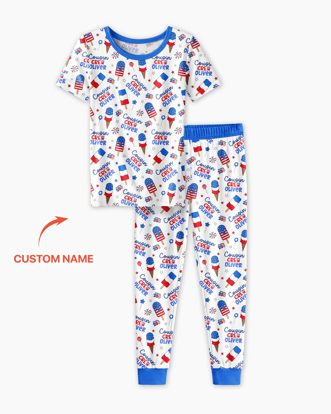 Conjunto de pijama de dos piezas de bambú de manga corta, plantilla personalizada