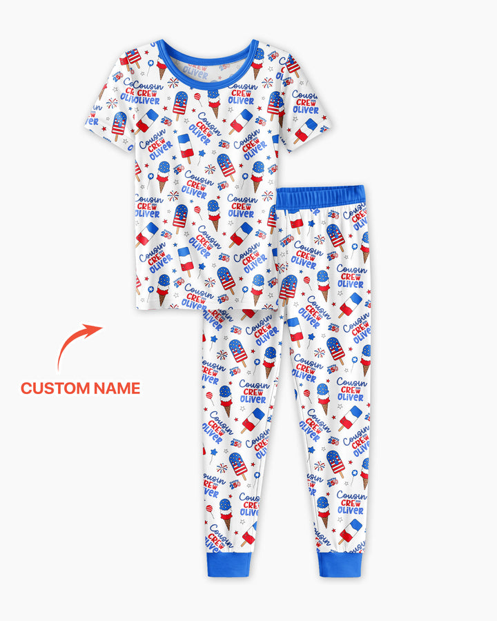 Conjunto de pijama de dos piezas de bambú de manga corta, plantilla personalizada