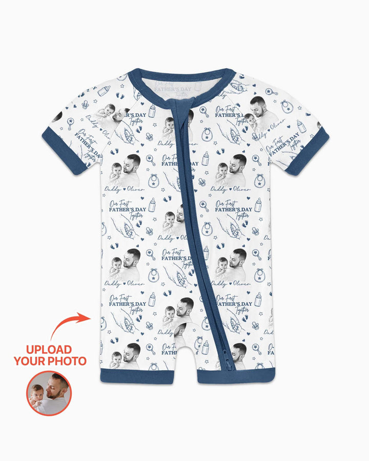 Custom Photo Our First Father's Day Together Bamboo Shorty Zippy