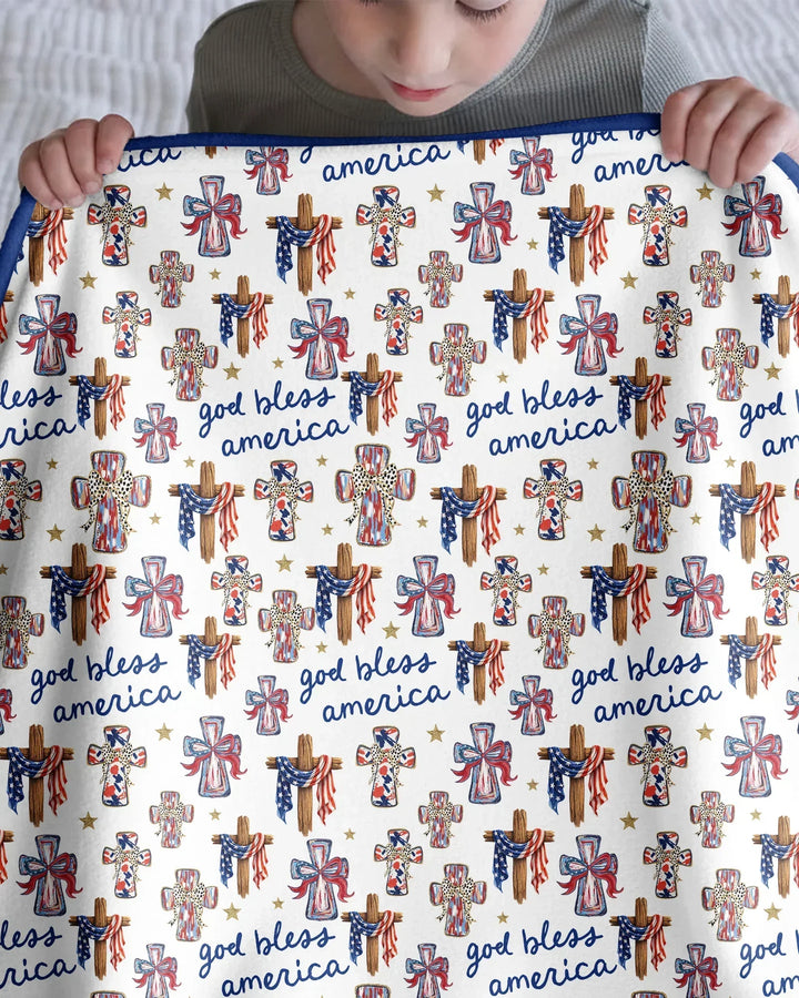 God Bless America Family Matching Bamboo Blanket