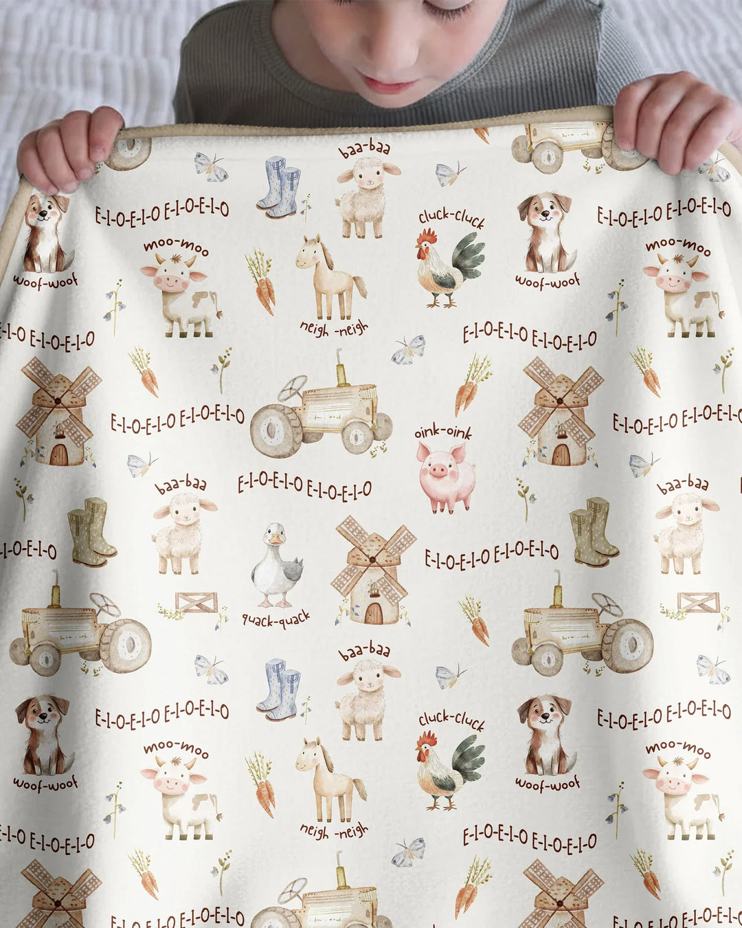 Old McDonald Farm Family Matching Bamboo Blanket