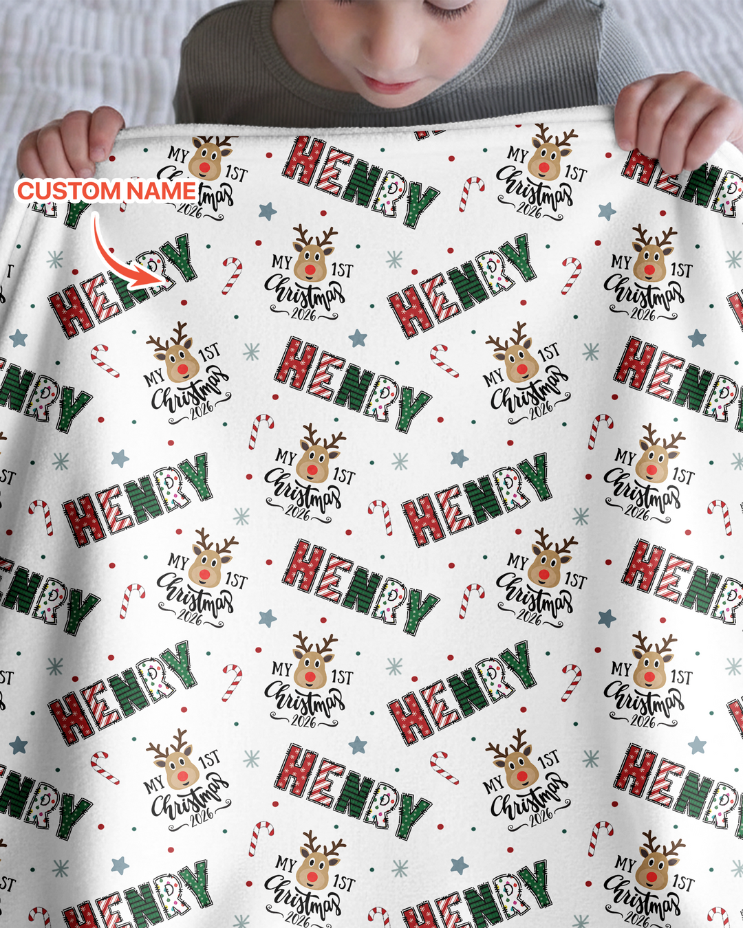 Nombre Personalizado "Mi Primera Navidad 2025" - Manta de Bambú (P)