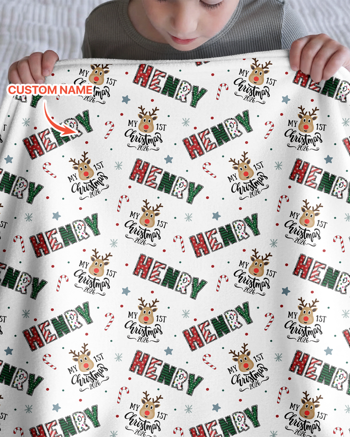 Nombre Personalizado "Mi Primera Navidad 2025" - Manta de Bambú (P)