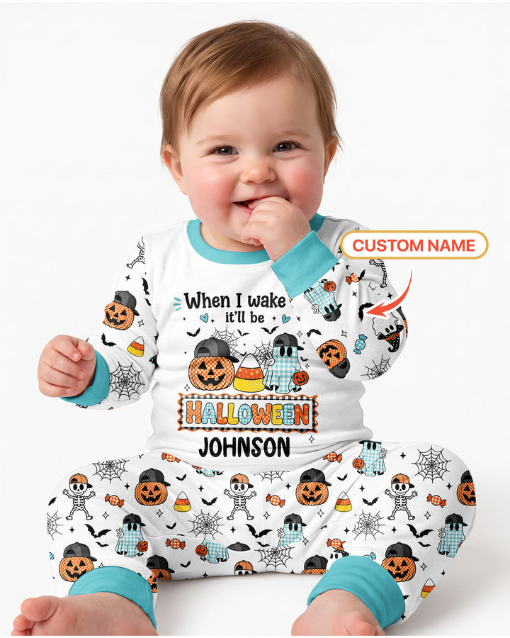 Custom Name When I Wake Up It'll Be Halloween! Bamboo Two Piece Long Sleeve Pajama Set