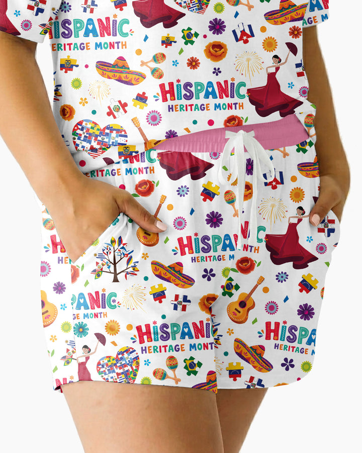 Fiesta Hispanic Heritage Month Bamboo Women Short Sleeve Short Pajama Set