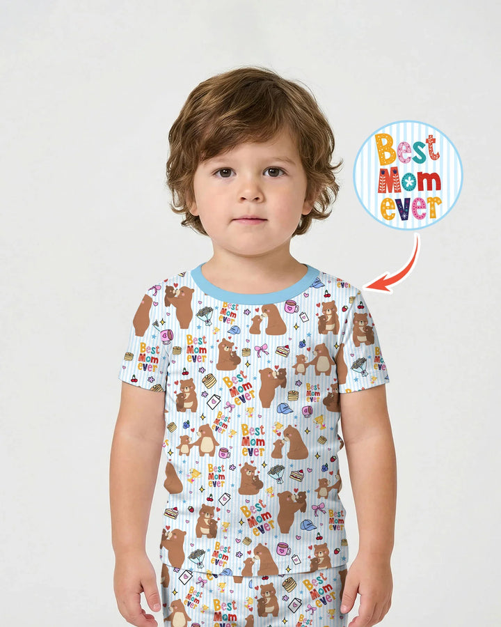 Mejor mamá oso de la historia, conjunto de pijama de dos piezas de bambú a juego con la familia, de manga corta y pantalón corto