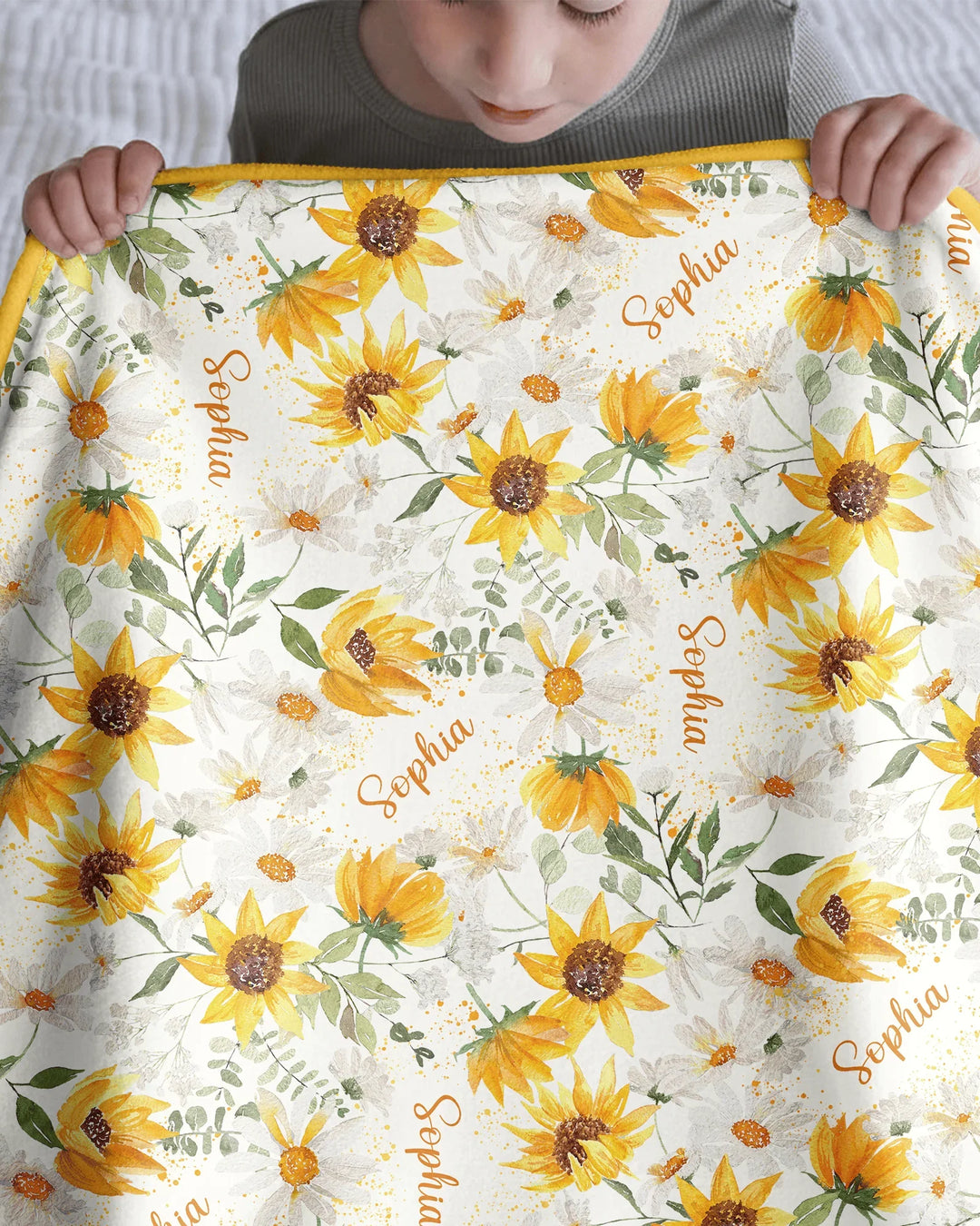 Custom Name Birth Month Flowers Bamboo Blanket