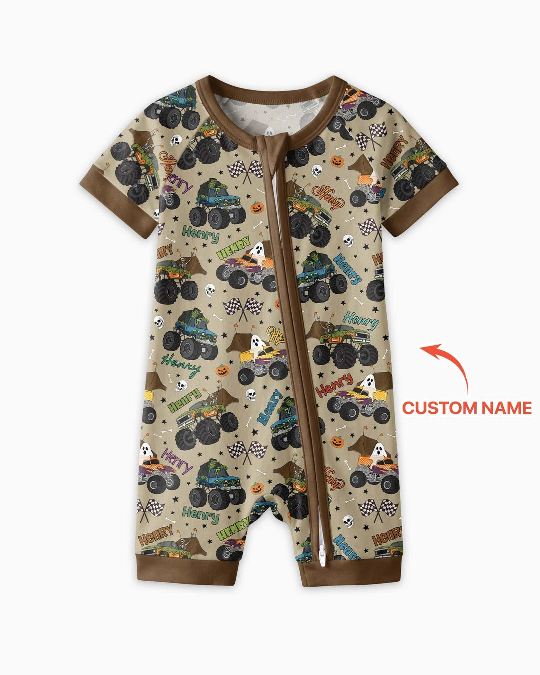Plantilla PERSONALIZADA de Bambú Pijama Corto con Cremallera