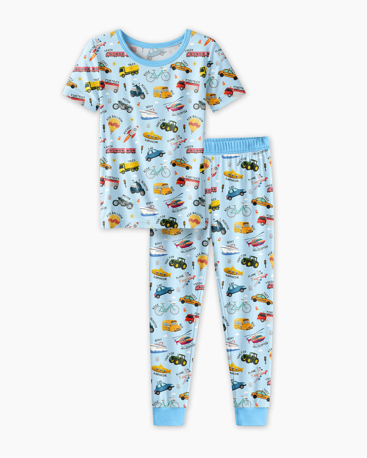 Vehicle Vocabulary Bamboo Two Piece Short Sleeve Pajama Set