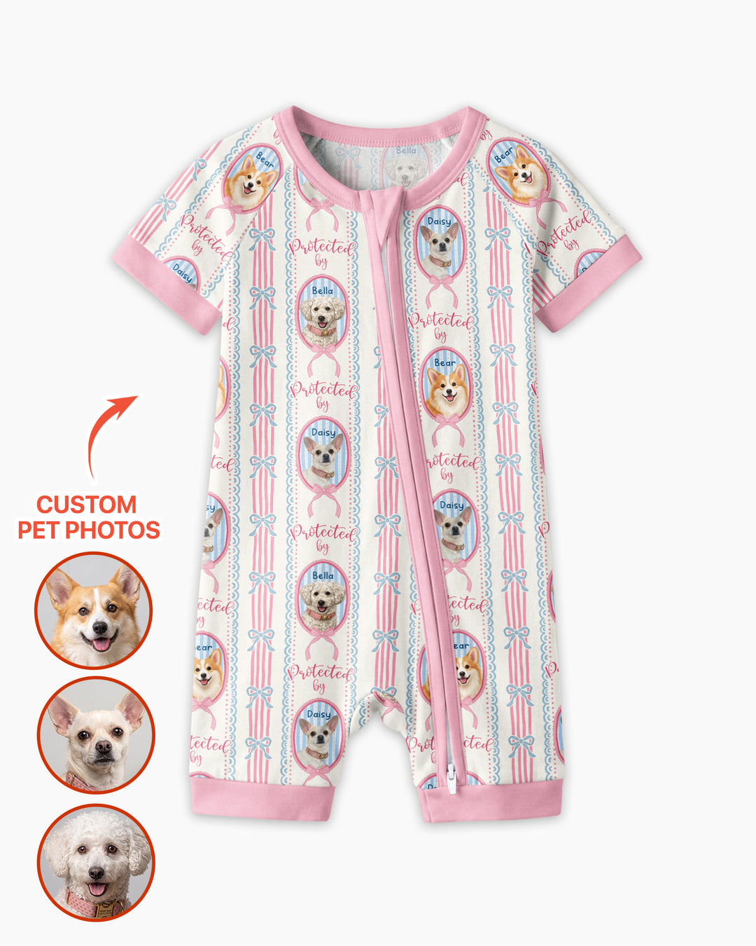 Custom Coquette Pet Photo Little Protector Bamboo Shorty Zippy